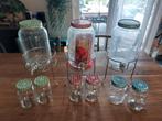 3 sapkannen met glazen, Huis en Inrichting, Keuken | Servies, Ophalen, Glas of Glazen, Overige stijlen, Glas