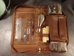 Brocante antieke lederen Reisset met accessoires, Antiek en Kunst, Verzenden