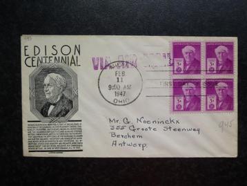 USA  FDC 1947  4x zegel 945  beschikbaar voor biedingen