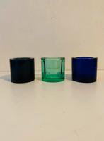 Iittala glazen waxinelicht-houders (3), Overige materialen, Gebruikt, Finland, Blauw