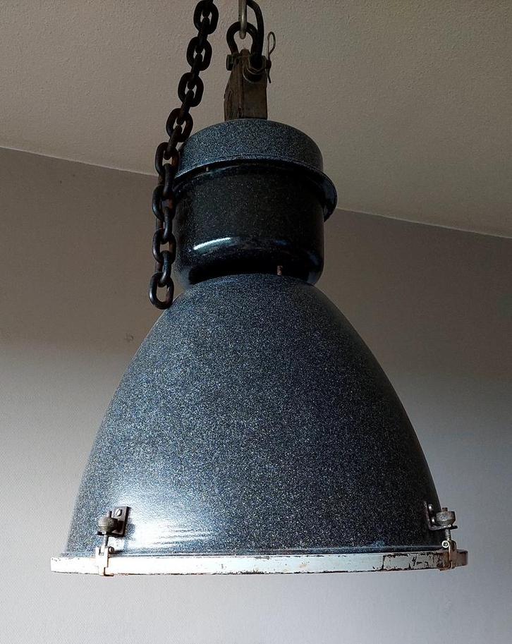 Factory fabriekslamp, Huis en Inrichting, Lampen | Hanglampen, Gebruikt, 75 cm of meer, Metaal, Ophalen of Verzenden
