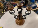 Houten Kandelaar met 3 Armen scheepscontrol, Gebruikt, Bruin, Ophalen of Verzenden, Hout