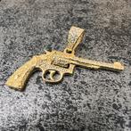 14 karaat gouden revolver kettinghanger hanger nieuw, Ophalen of Verzenden, Zo goed als nieuw, Goud, Kruis of Symbool
