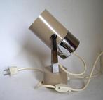vintage cilindervormige tafellamp beige chroom spot '70., Vintage, Ophalen of Verzenden, Minder dan 50 cm, Metaal