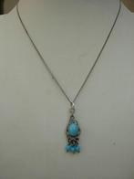 ZILVEREN HANGER MET TURKOOIS, Sieraden, Tassen en Uiterlijk, Antieke sieraden, Verzenden, Zilver, Hanger, Met edelsteen