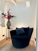 Designer draaifauteuil, Huis en Inrichting, Fauteuils, Ophalen, 75 tot 100 cm, Zo goed als nieuw, Donkerblauw velvet stof