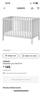 Babybed ikea sundvik (excl. matras) met zijhekje, Kinderen en Baby's, Babywiegjes en Ledikanten, Ophalen, Zo goed als nieuw, Ledikant