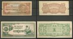 Birma 1 Rupee en Fifty Cent Japanse 1943 Bezetting c-167 jdu, Postzegels en Munten, Bankbiljetten | Azië, Ophalen of Verzenden