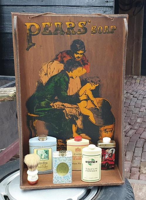 Oud houten wandrek, badkamerrek Pears Soap., Antiek en Kunst, Curiosa en Brocante, Ophalen of Verzenden