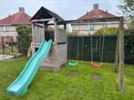Eiken speelhuis / speeltoestel met glijbaan en schommels, Kinderen en Baby's, Speelgoed | Buiten | Speeltoestellen, Ophalen, Zo goed als nieuw