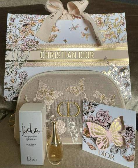 Dior J’adore infinissime edp, mesh make up tas met vlinders, Sieraden, Tassen en Uiterlijk, Toilettassen, Nieuw, Dame, Beige, Ophalen of Verzenden