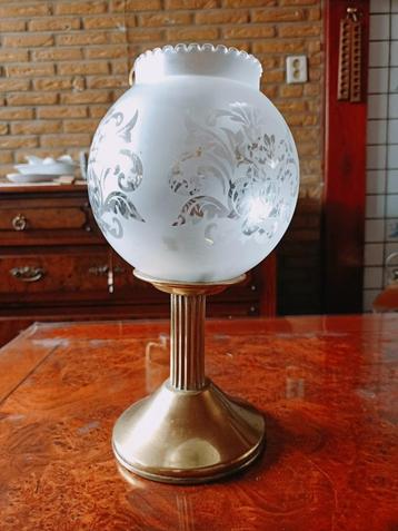 Waxinelicht houder lamp messing glazen kap  beschikbaar voor biedingen
