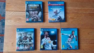 5 PS4 games : Fifa, COD WWII, Horizon Zero Dawn, For Honor