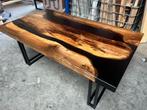 Showroomuitverkoop! Epoxy riviertafel notenhout, Huis en Inrichting, Tafels | Eettafels, Ophalen of Verzenden, Nieuw, Rechthoekig