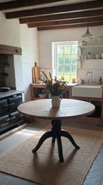 Landelijk ronde eettafel bolkolom poot Hinoki blad, Ophalen, Rond, Nieuw, Riviera Maison landelijk