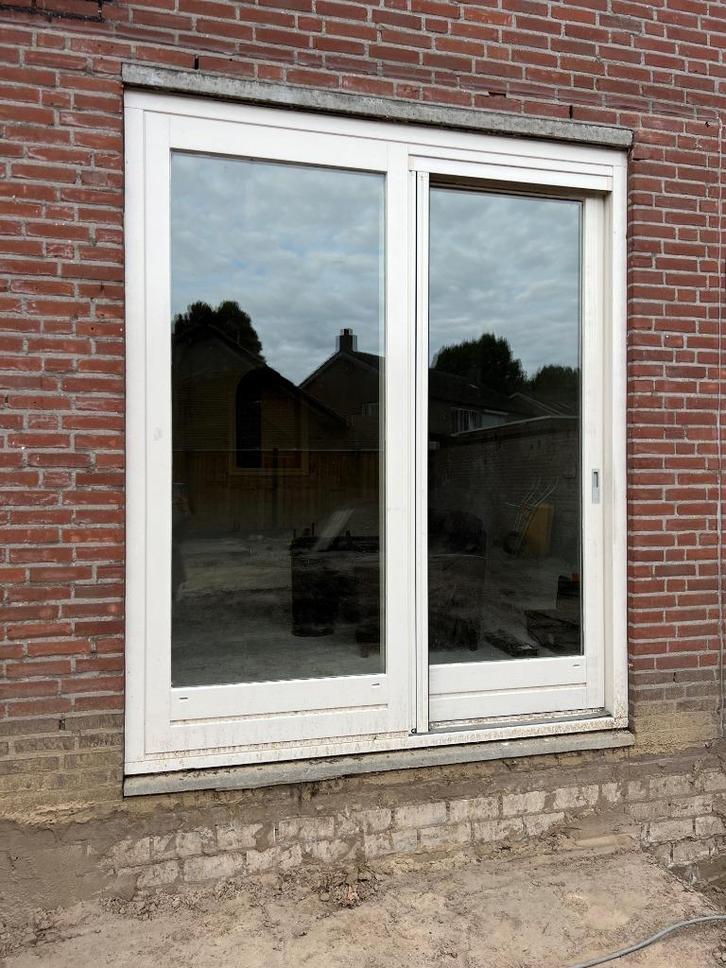 Schuifpui kozijn met hor te koop, Doe-het-zelf en Verbouw, Kozijnen en Schuifpuien, Gebruikt, Schuifpui, Hout, 225 cm of meer