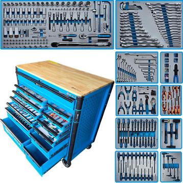 Professionele gevulde gereedschapswagen Blauw xxl werkbank beschikbaar voor biedingen