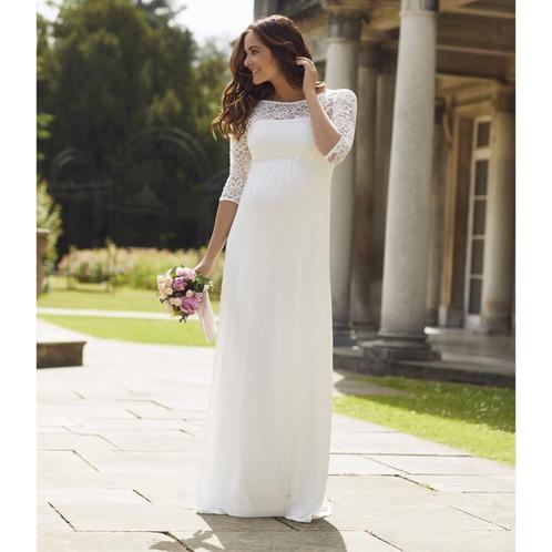 zwangerschaps­bruidsjurk Lucia gown long ivory, Kleding | Dames, Trouwkleding en Trouwaccessoires, Zo goed als nieuw, Trouwjurk