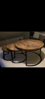 Salontafels van mangohout - set van 3, Huis en Inrichting, Ophalen, Minder dan 50 cm, Rond, Minder dan 50 cm
