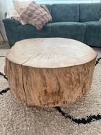 Boomstam Salontafel op Wielen - Uniek!, Ophalen, Gebruikt, Rond, 50 tot 100 cm