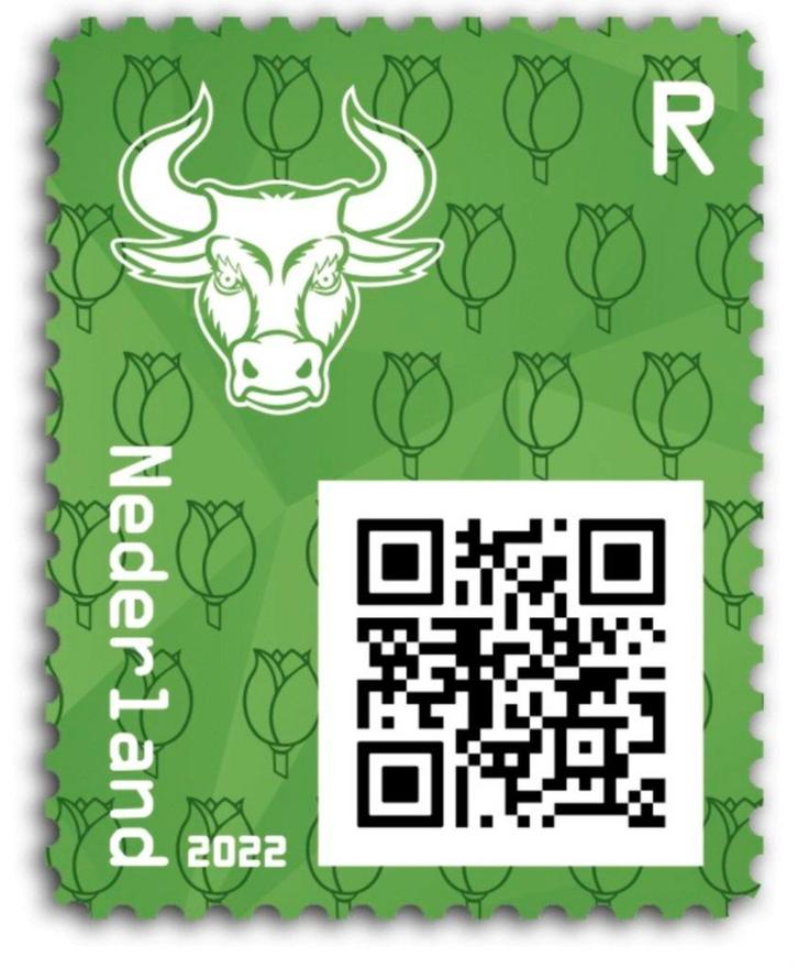 Crypto Stamp 2022 Bull PostNL Groen, Postzegels en Munten, Postzegels | Nederland, Postfris, Na 1940, Ophalen of Verzenden