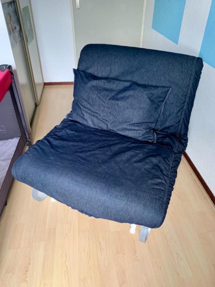 Ikea slaapfauteuil / logeerbed, Huis en Inrichting, Slaapkamer | Slaapbanken, Gebruikt, 80 cm, 190 cm of minder, Eenpersoons, Blauw