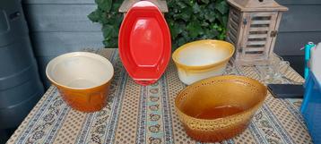 4 franse ovale aardewerk paté/ovenschalen beschikbaar voor biedingen