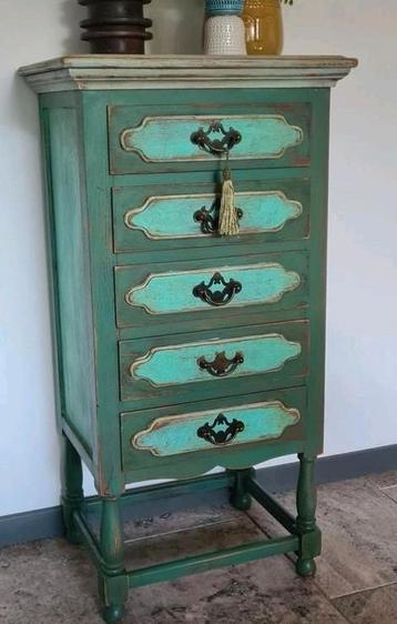 Spaans ladenkastje vintage stijl groen turquoise  beschikbaar voor biedingen