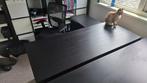 Ikea Kallax bureau – zwart/donkerbruin – uitschuifbaar blad, Huis en Inrichting, Ophalen, Met wielen, Zo goed als nieuw, Bureau