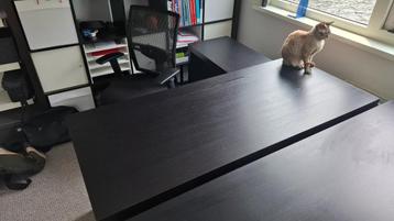 Ikea Kallax bureau – zwart/donkerbruin – uitschuifbaar blad