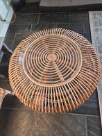 Ronde Rotan Salontafel met Glasplaat, Ophalen, 50 tot 100 cm, Rond, 50 tot 100 cm