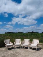 Set 4 wit fauteuil  faux bamboo, Ophalen, Gebruikt, 75 tot 100 cm, 50 tot 75 cm