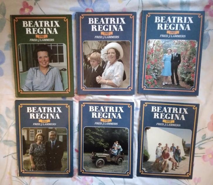 6 Boeken Beatrix Regina 1981 t/m 1986 - Fred J. Lammers, Verzamelen, Koninklijk Huis en Royalty, Zo goed als nieuw, Tijdschrift of Boek