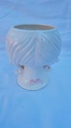 Vintage bloempot meisjeshoofd, wit met roze accenten. 7B3, Ophalen of Verzenden, Groenteplant, Halfschaduw, Minder dan 100 cm