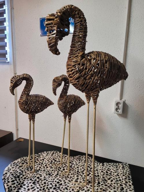 Flamingo familie rotan/riet/bamboe?, Huis en Inrichting, Woonaccessoires | Overige, Zo goed als nieuw, Ophalen