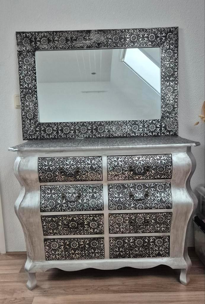 Ladekastje met bijpassende spiegel., Huis en Inrichting, Kasten | Ladekasten, Gebruikt, Minder dan 100 cm, 50 tot 100 cm, 25 tot 50 cm