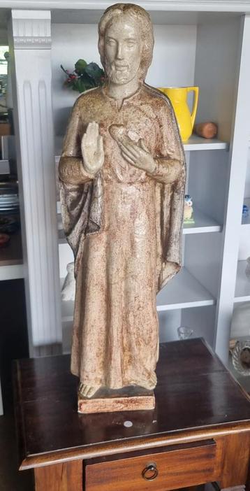 Christus beeld steen zoutkristallen glazuur ca 84 cm  beschikbaar voor biedingen