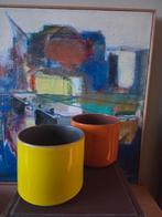 Vintage bloempotten oranje l geel Adco, Ophalen of Verzenden, Huis en Inrichting