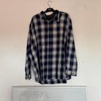 5XL Angelo Litrico Overhemd Blauw-Bruin Geruit Lange Mouwen, Blauw, Angelo Litrico, Ophalen of Verzenden, Overige halswijdtes
