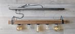 Montgomery Hanglamp Hout licht, Zwart, 5-lichts, Ophalen, Zo goed als nieuw, Metaal, Minder dan 50 cm