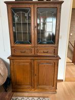 Buffetkast met glas in lood, Ophalen, 100 tot 150 cm, Eikenhout, Zo goed als nieuw