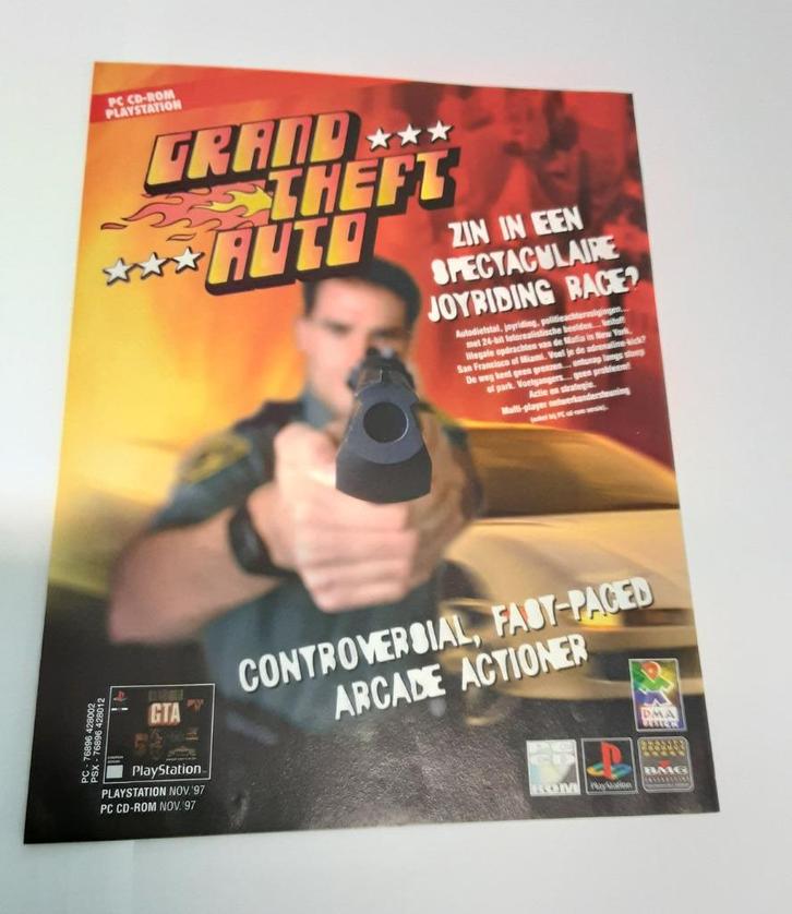 Grand Theft Auto Poster  *Rockstar  Playstation 1 - PC, Verzamelen, Posters, Gebruikt, Overige onderwerpen, A4 of kleiner, Rechthoekig Staand