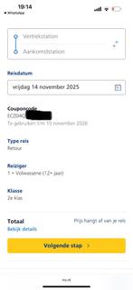 4 NS E-Ticket Dagkaarten 2e Klasse geldig tot 10-11-2026, Tickets en Kaartjes, Trein, Bus en Vliegtuig, Eén persoon, Trein, Nederland