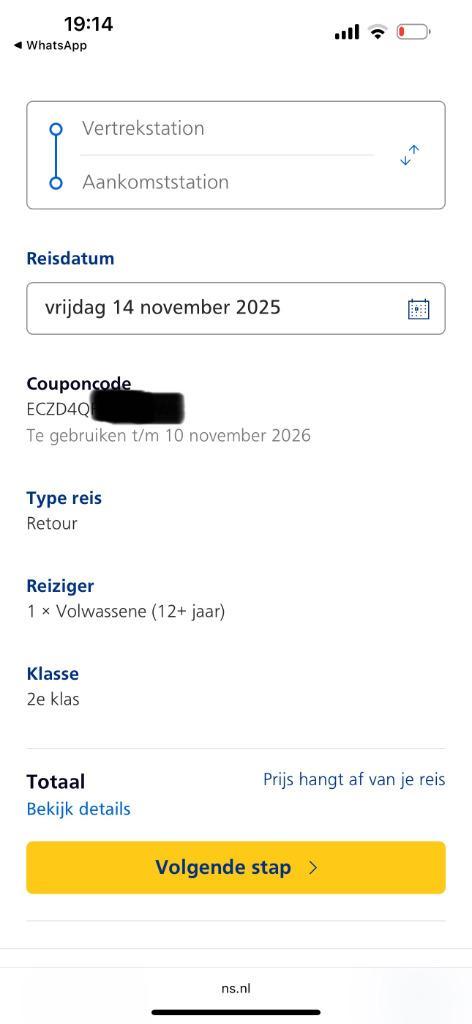4 NS E-Ticket Dagkaarten 2e Klasse geldig tot 10-11-2026, Tickets en Kaartjes, Trein, Bus en Vliegtuig, Eén persoon, Algemeen kaartje
