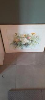 Schilderij met museum glas en messing lijst, Ophalen, Zo goed als nieuw, Schilderij, Minder dan 50 cm