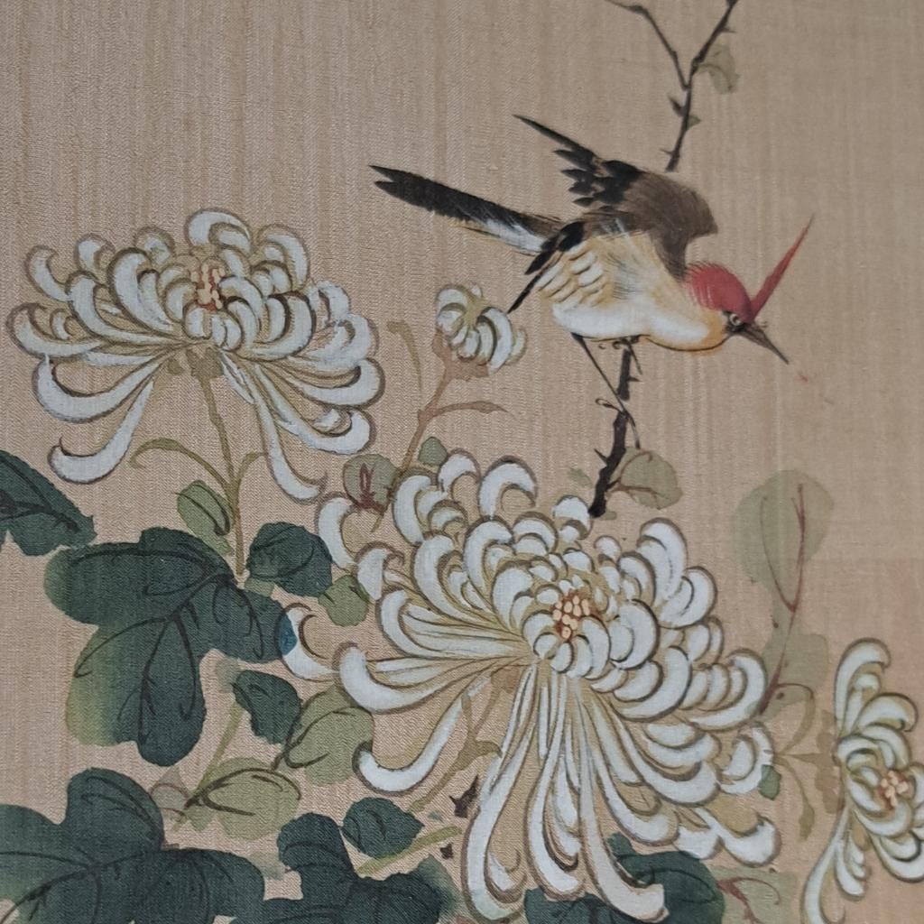 chinees zijde schilderij vogel bloesem Azië oosters oriental, Verzenden