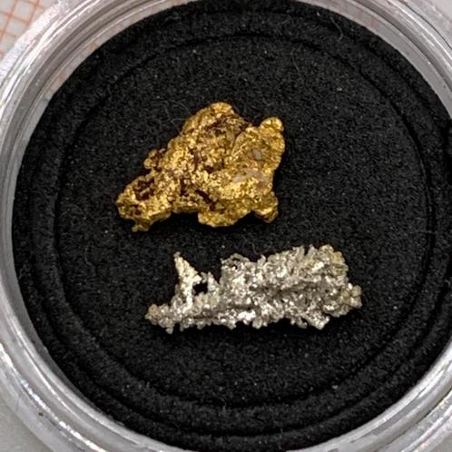 Goud Nugget Specimen uit Alaska & Ziver Kristaal uit Mexico, Postzegels en Munten, Edelmetalen en Baren, Goud, Ophalen of Verzenden