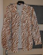 Jasje katoen wit-bruin tijgerprint lange mouw maat 46-48., Kleding | Dames, Bruin, Ophalen of Verzenden, Jasje of Colbert, Onbekend
