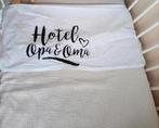 👶lakentje voor ledikantje: hotel opa & oma😀, Verzenden, Zo goed als nieuw, Wit, Jongetje of Meisje