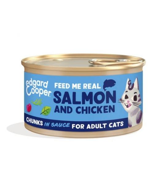 Edgard Cooper kat - zalm en kip in saus - 18 blikjes € 20,-, Dieren en Toebehoren, Dierenvoeding, Kat, Ophalen of Verzenden